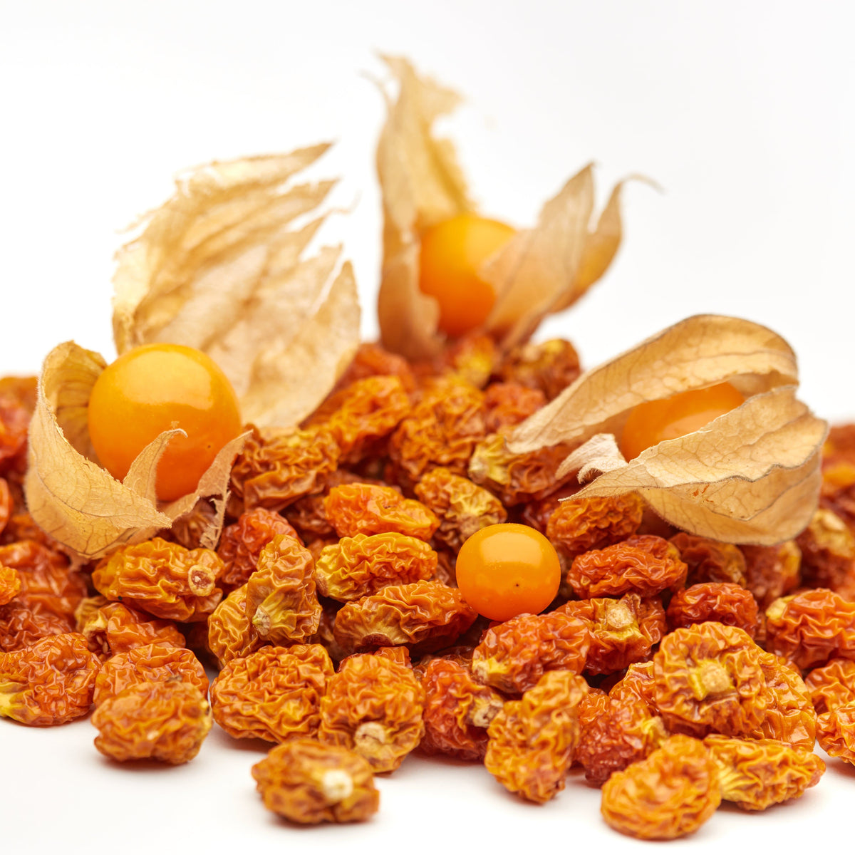 Getrocknete Physalis von NESSLIM als exotischer Snack für Granola, Studentenfutter und Trockenfrucht-Mixe.