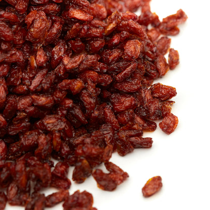 Getrocknete Sanddornbeeren von NESSLIM als aromatische Trockenfrucht für Snack-Mixe und den Filmabend.